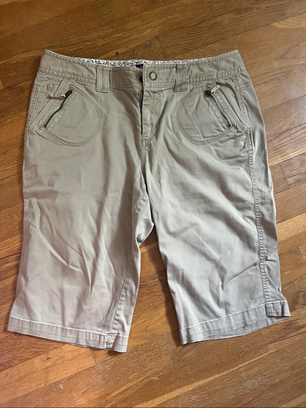 Sonoma Women's Tan Bermuda Shorts with Zip Pockets